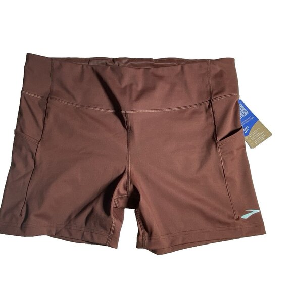 Brooks Women Size XXL Method 5” Short Tights Run Raisin Wicking 4 Way Stretch - Picture 1 of 9